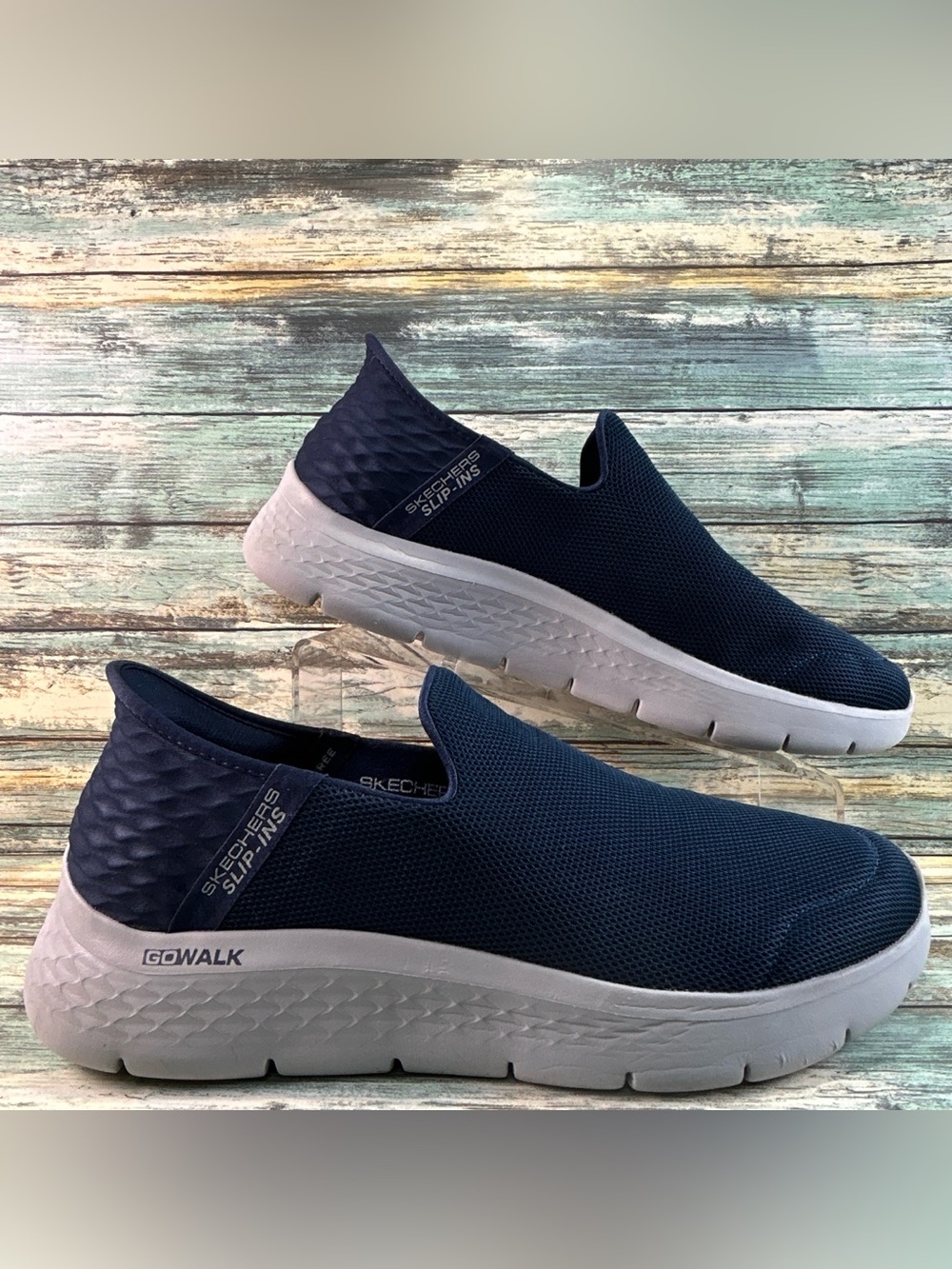 SKECHERS Slip Ins Hands Free Casual Sneakers Size 10EE Navy Blue Everyday Shoe